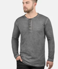 Solid RUNDHALSSHIRT TIMUR - T-shirt à Manches Longues - Mid Grey