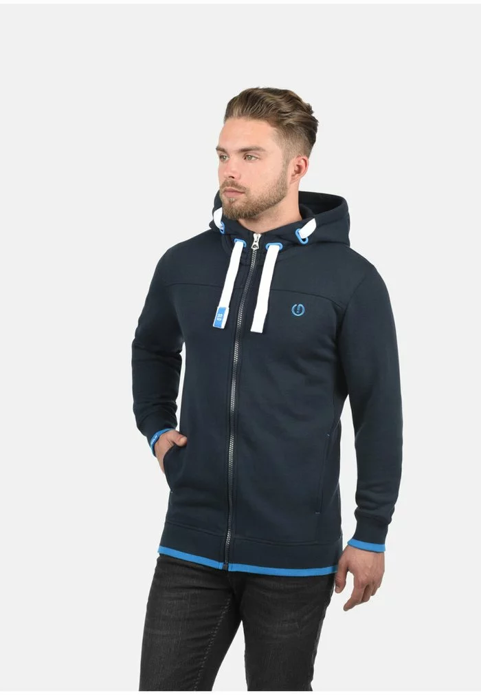 Solid SDBENJAMINZIP - Sweat à Capuche Zippé - Blue 1 Solid SDBENJAMINZIP - Sweat à Capuche Zippé - Blue