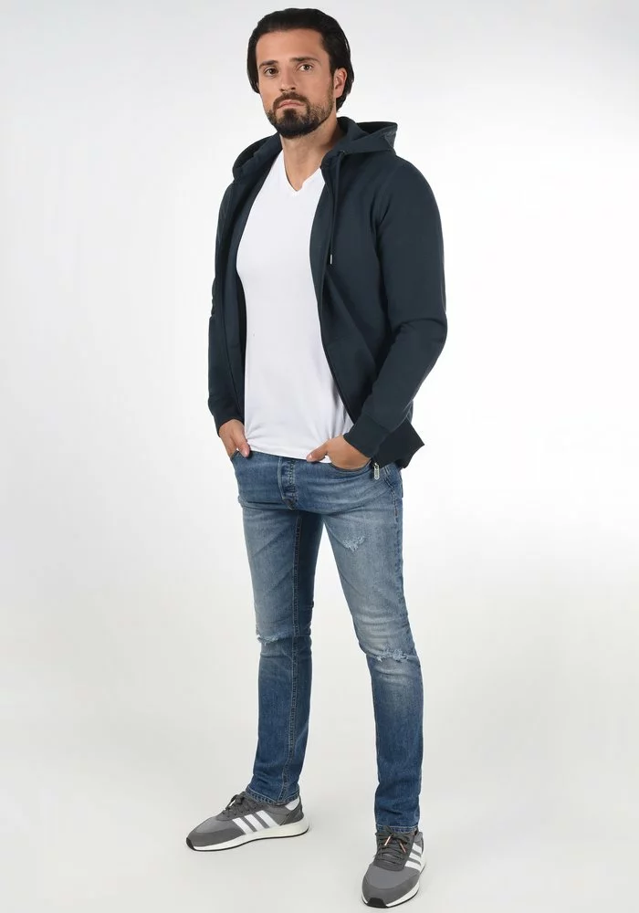 Solid SDBERTIZIP - Sweat à Capuche Zippé - Blue 2 Solid SDBERTIZIP - Sweat à Capuche Zippé - Blue – Image 2