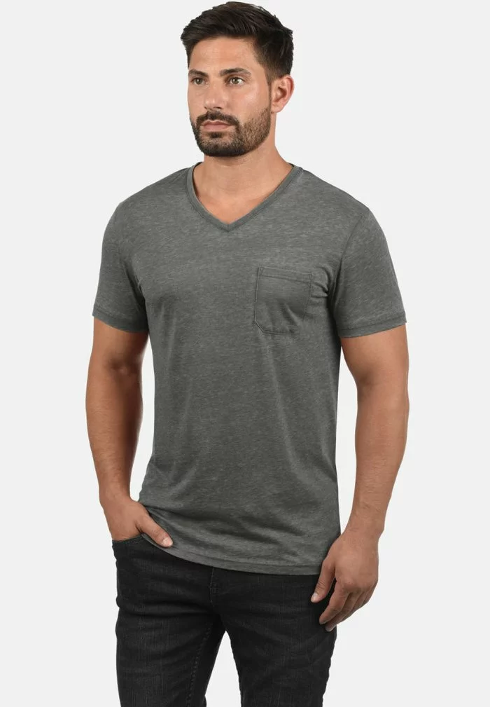 Solid SDTHEON - T-shirt Basique - Mid Grey 1 Solid SDTHEON - T-shirt Basique - Mid Grey