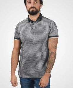 Solid PANTELIS - Polo - Black Melange