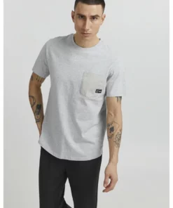 Solid SDBASTO - T-shirt Imprimé - Light Grey Melange