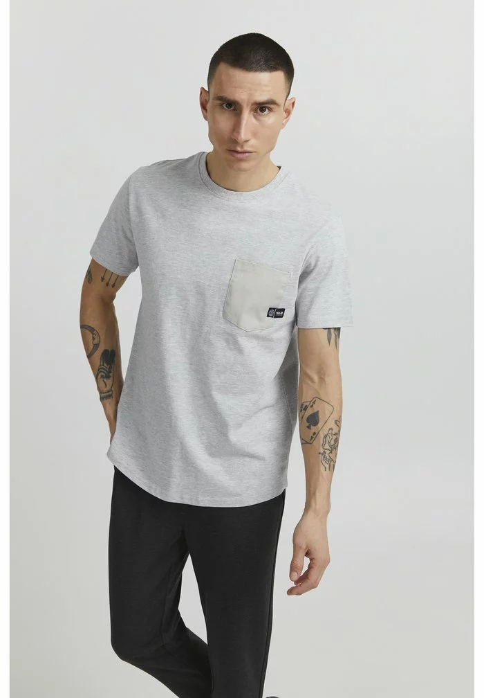 Solid SDBASTO - T-shirt Imprimé - Light Grey Melange 1 Solid SDBASTO - T-shirt Imprimé - Light Grey Melange