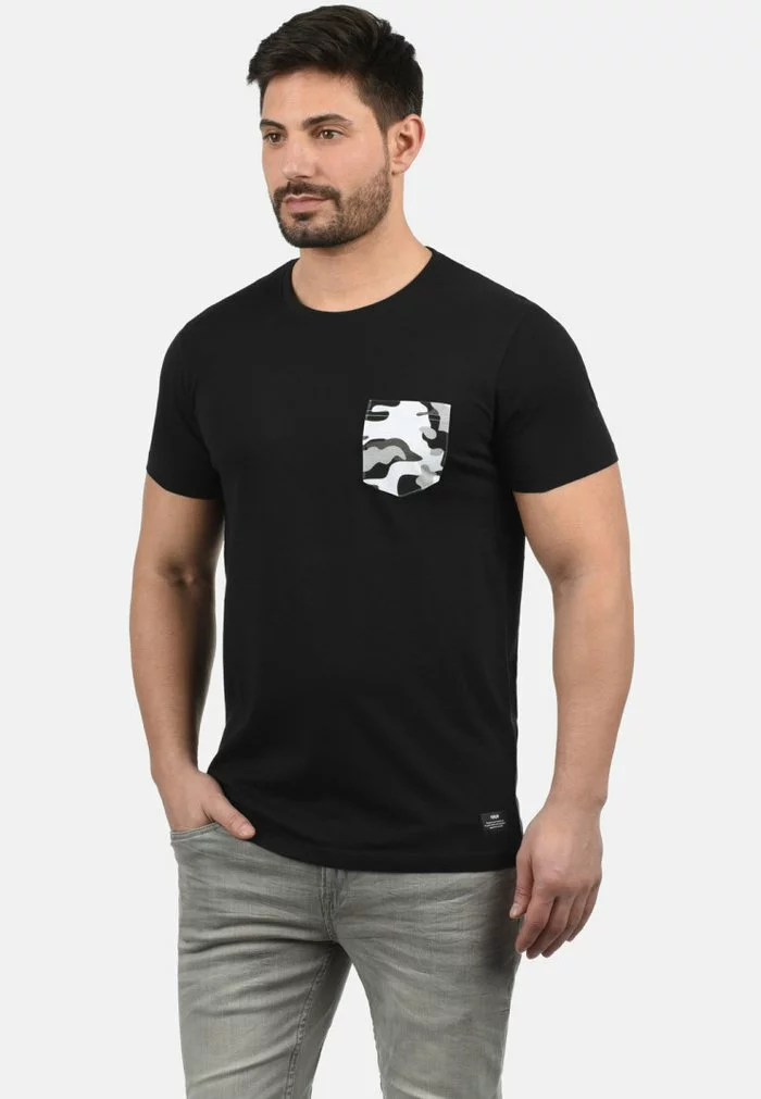 Solid SDCALVIN - T-shirt Imprimé - Black Grey 1 Solid SDCALVIN - T-shirt Imprimé - Black Grey