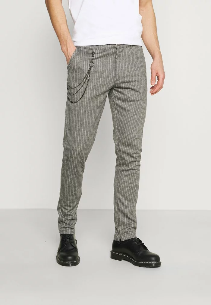 Solid SDBARRO ZIPPER STRIPE - Pantalon Classique - Dark Grey 1 Solid SDBARRO ZIPPER STRIPE - Pantalon Classique - Dark Grey