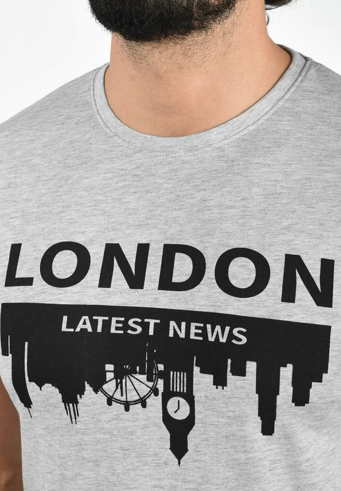 Solid SDCIMO - T-shirt Imprimé - Light Grey Melange 5 Solid SDCIMO - T-shirt Imprimé - Light Grey Melange – Image 5