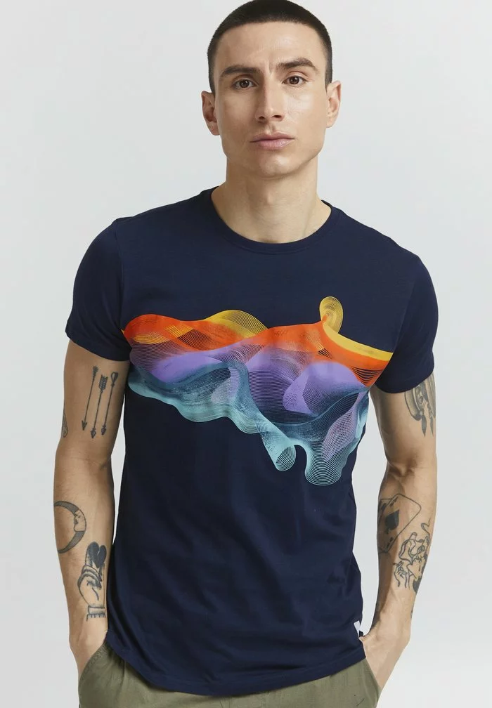 Solid PEDRO - T-shirt Imprimé - Insignia Blue 1 Solid PEDRO - T-shirt Imprimé - Insignia Blue