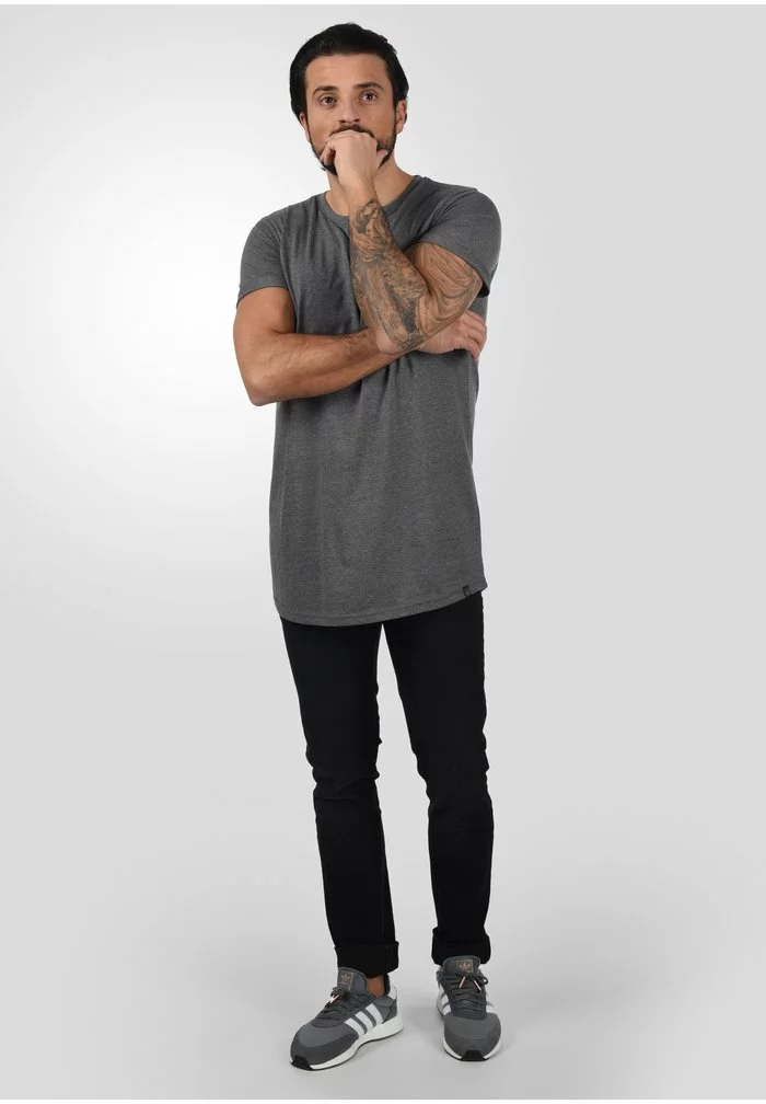 Solid SDLONGO - T-shirt Basique - Grey Melange 2 Solid SDLONGO - T-shirt Basique - Grey Melange – Image 2