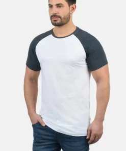 Solid SDBASTIAN - T-shirt Basique - White/blue