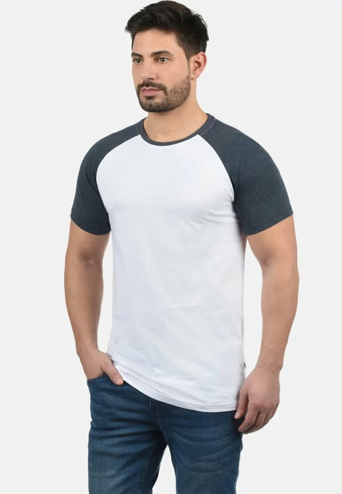 Solid SDBASTIAN - T-shirt Basique - White/blue 1 Solid SDBASTIAN - T-shirt Basique - White/blue