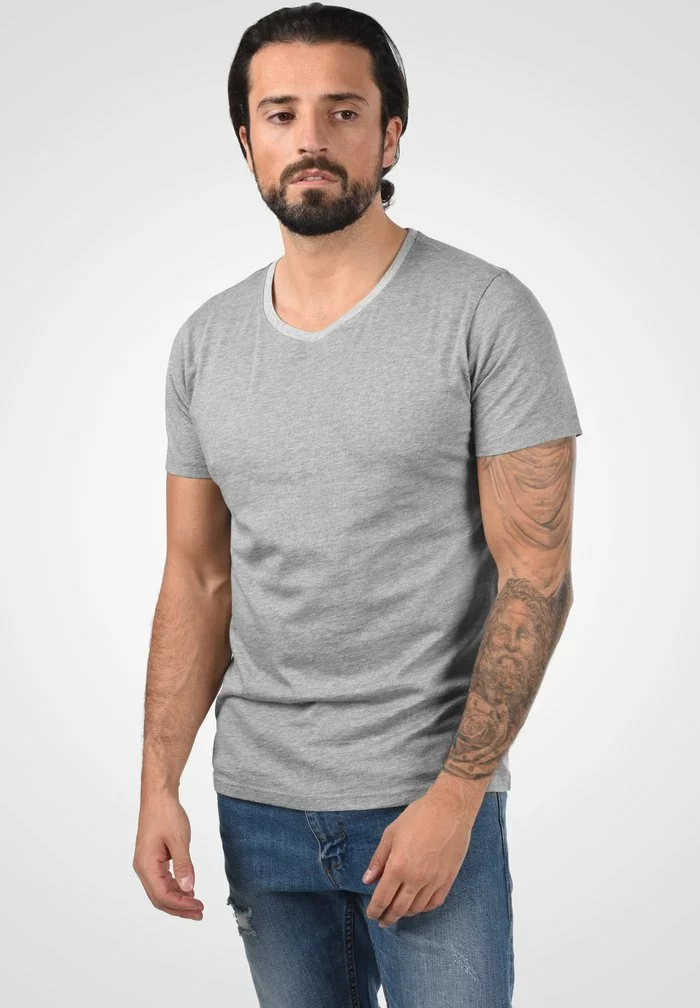 Solid SDNED - T-shirt Imprimé - Grey Melange 1 Solid SDNED - T-shirt Imprimé - Grey Melange