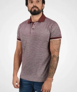 Solid PANTELIS - Polo - Wine Red Melange