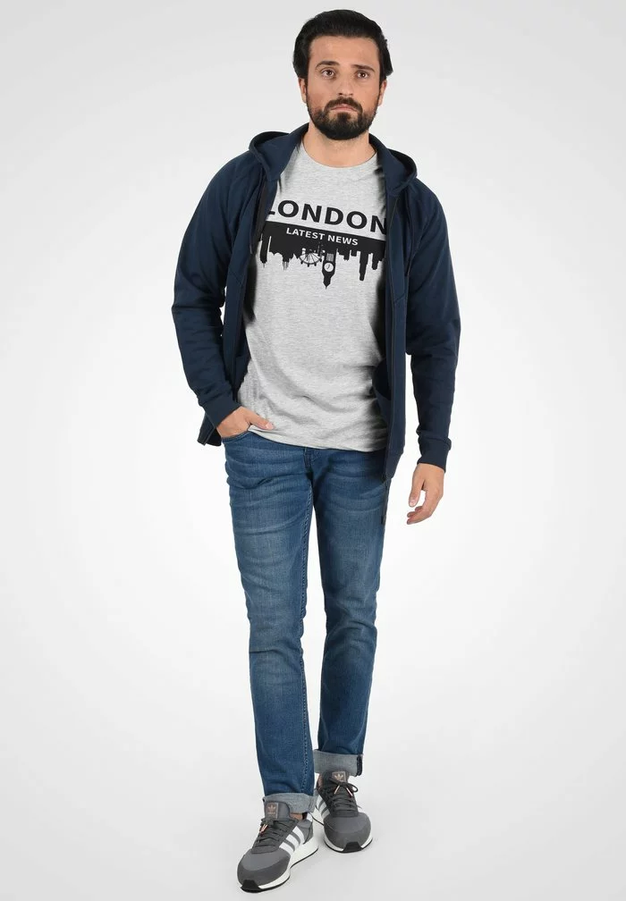 Solid SDCIMO - T-shirt Imprimé - Light Grey Melange 4 Solid SDCIMO - T-shirt Imprimé - Light Grey Melange – Image 4