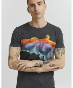 Solid PEDRO - T-shirt Imprimé - Dark Grey Melange