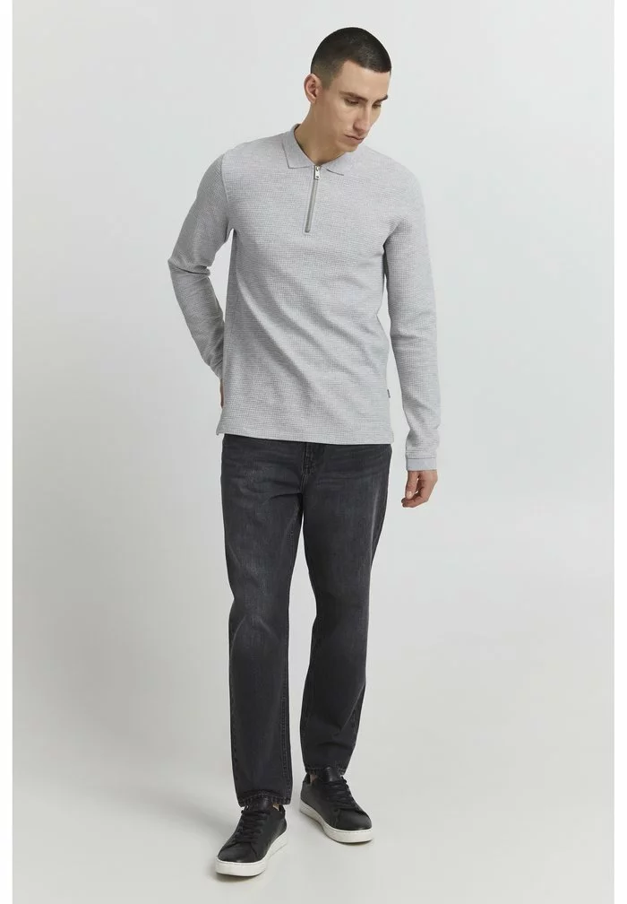 Solid SDBROGAN - Polo - Light Grey Melange 2 Solid SDBROGAN - Polo - Light Grey Melange – Image 2