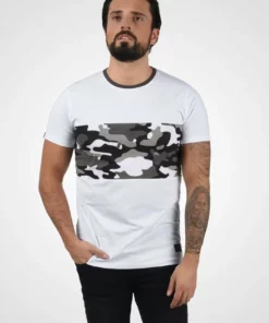 Solid SDCALLUX - T-shirt Imprimé - White Grey Melange