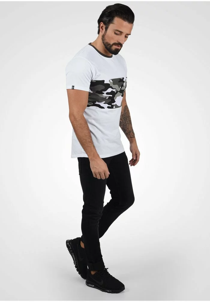 Solid SDCALLUX - T-shirt Imprimé - White Grey Melange 2 Solid SDCALLUX - T-shirt Imprimé - White Grey Melange – Image 2