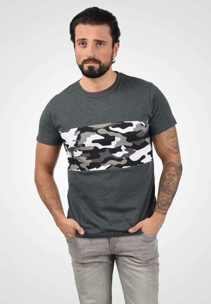 Solid SDCALLUX - T-shirt Imprimé - Dark Grey Melange 1 Solid SDCALLUX - T-shirt Imprimé - Dark Grey Melange